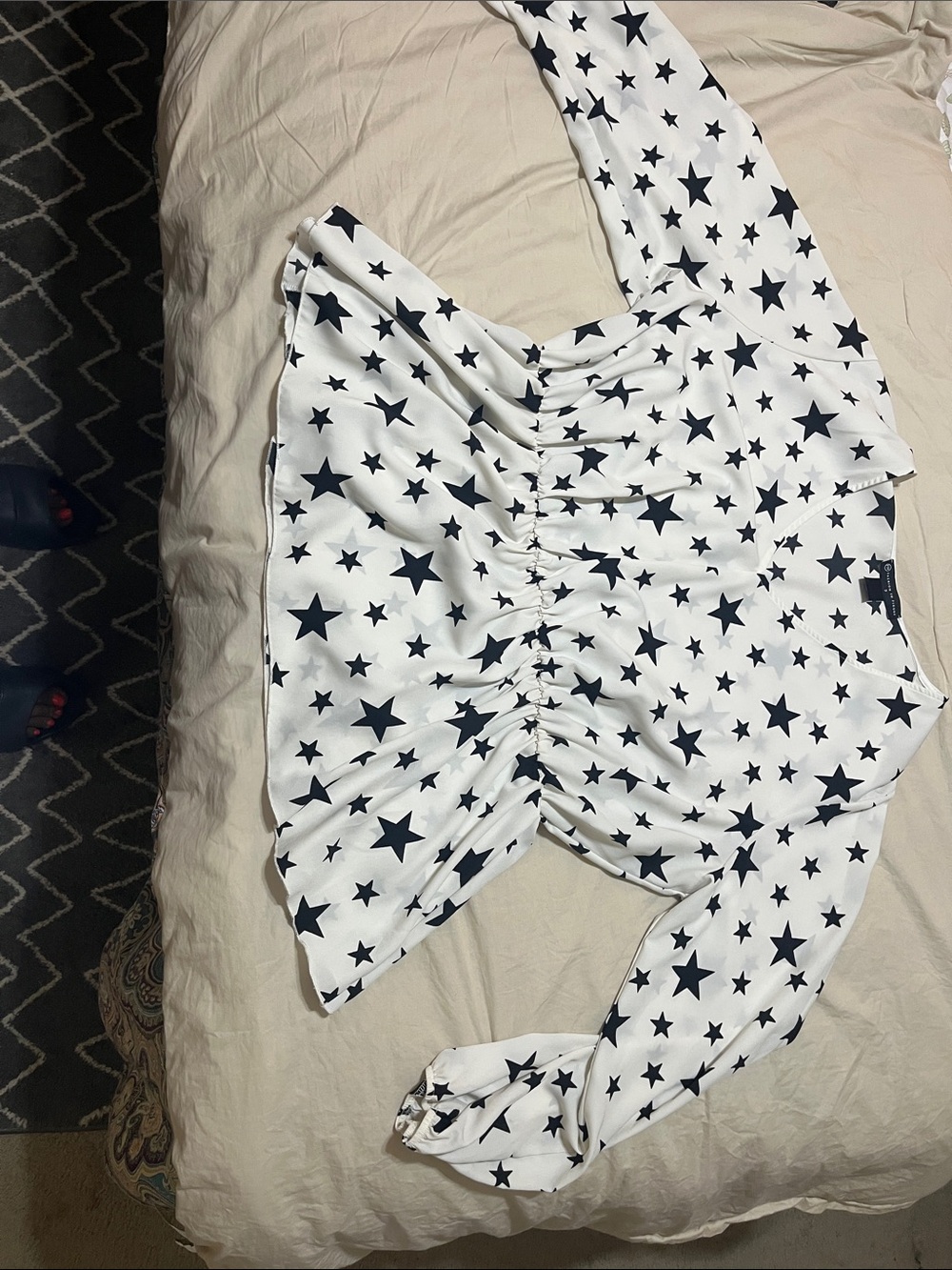 Fashion to Figure White Long Sleeve Star Print Blouse